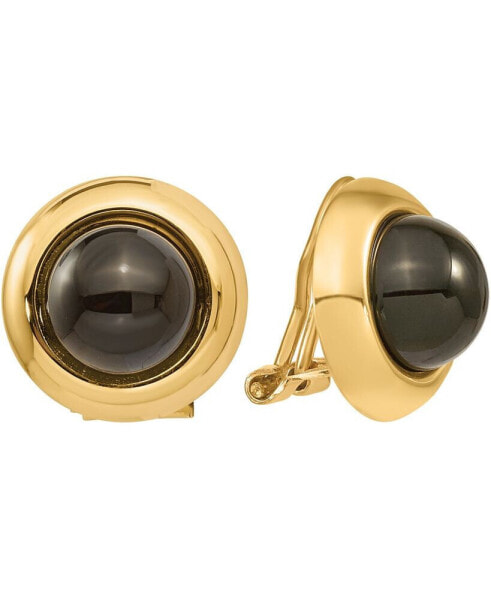 Onyx Button Clip-On Earrings in 14k Gold