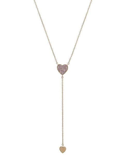 Macy's amethyst Pavé Heart 17" Lariat Necklace (1/3 ct. t.w.) in 14k Gold-Plated Sterling Silver