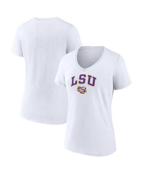 Women's White LSU Tigers Evergreen Campus V-Neck T-shirt