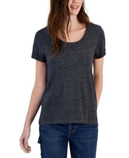 Juniors' Super Soft Burnout Pocket Tee