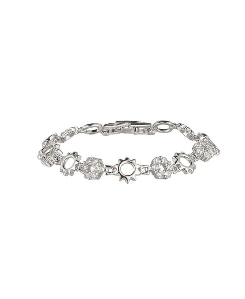 Silver-Tone Flower Cluster Tennis Bracelet