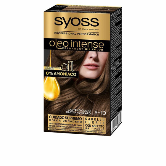 Syoss Oleo Intense Permanent Hair Color No. 5.10 Light Brown Стойкая масляная краска для волос без аммиака, оттенок светлый шатен х 5