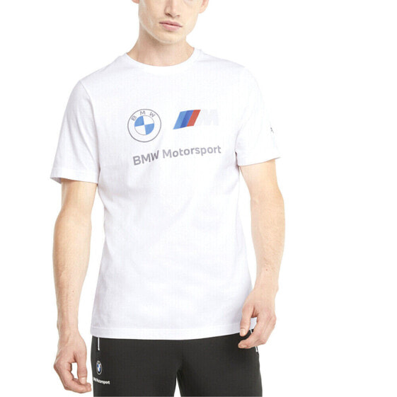 Puma Bmw Mms Ess Logo Crew Neck Short Sleeve T-Shirt Mens White Athletic Casual