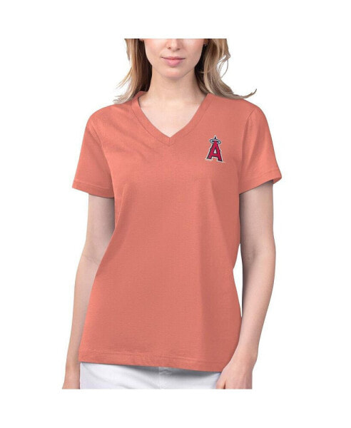 Women's Coral Los Angeles Angels Game Time V-Neck T-shirt