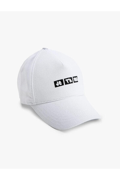 Cap Şapka Slogan Nakışlı Pamuklu