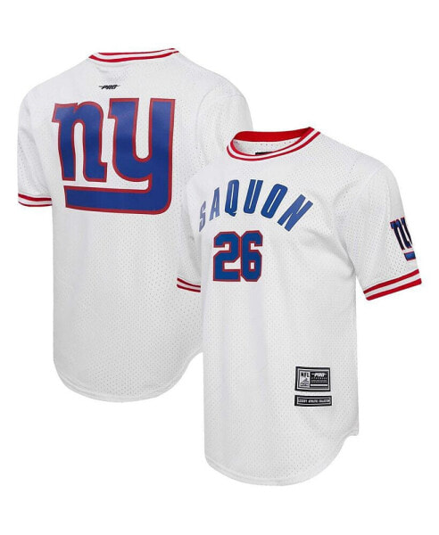 Men's Saquon Barkley White New York Giants Player Name and Number Mesh T-shirt