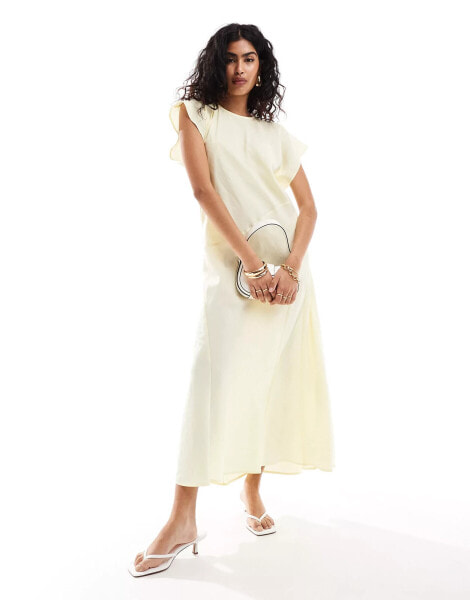 ASOS DESIGN sleeveless crew neck maxi dress in lemon