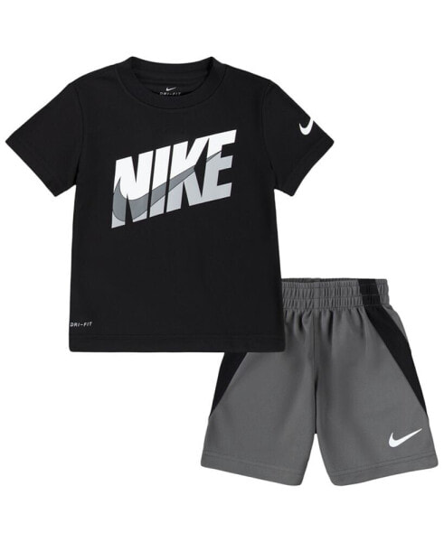 Toddler Boys Tri-Color T-shirt and Shorts Set