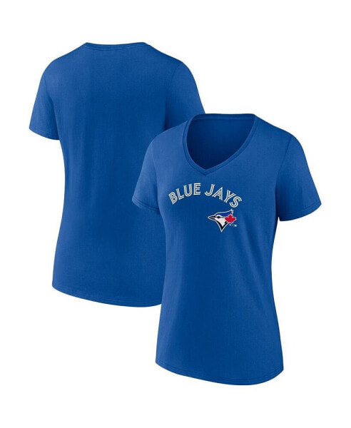 Women's Royal Toronto Blue Jays Team Lockup V-Neck T-shirt