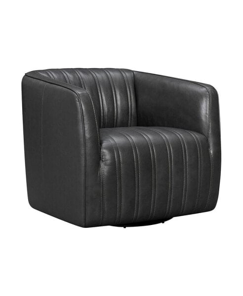 Aries 31" Genuine Leather Swivel Barrel Chair