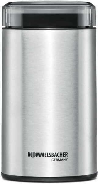 Rommelsbacher EKM 100 Electric Coffee Grinder with Cutter from Stainless Steel 200 W, 70 g Capacity, Also for Spices.) Stainless Steel, Silver [Energy Class B]
