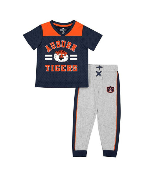 Toddler Boys Navy, Heather Gray Auburn Tigers Ka-Boot-It Jersey and Pants Set