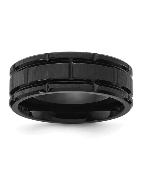 Stainless Steel Brushed and Polished Black IP-plated Band Ring