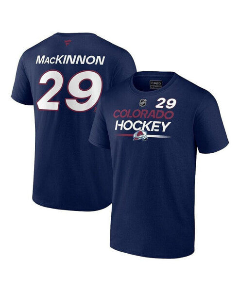 Men's Nathan MacKinnon Navy Colorado Avalanche Authentic Pro Prime Name and Number T-shirt