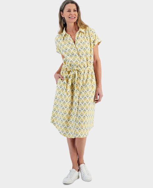 Women's Printed Cotton Gauze Shirtdress, Created for Macy's