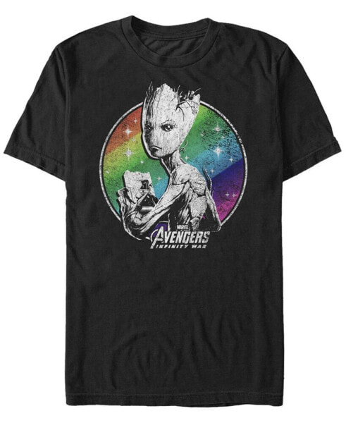 Marvel Men's Avengers Infinity War Rainbow Stars Groot Short Sleeve T-Shirt
