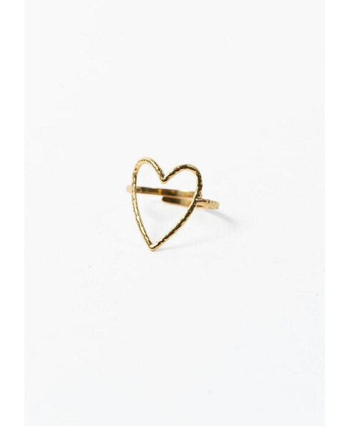 316L Love That For You Gold-Tone Heart Adjustable Ring