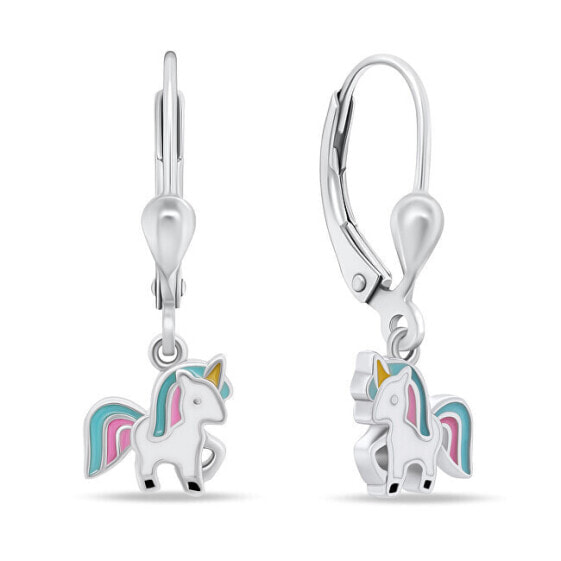 Playful silver earrings Unicorn EA919W