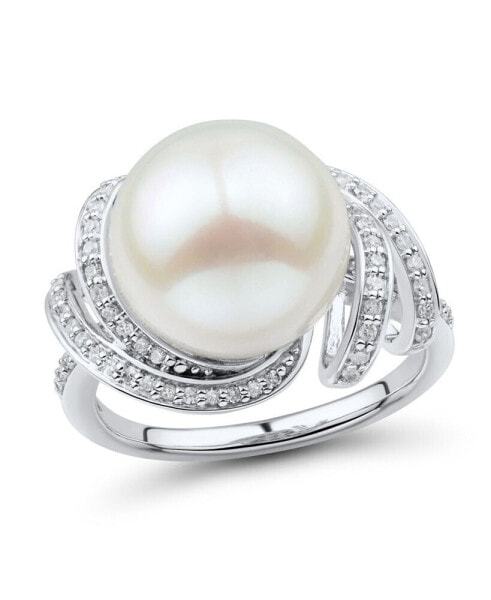 White Ming Pearl (12mm) & Diamond (1/4 ct. t.w.) Ring in 14k White Gold