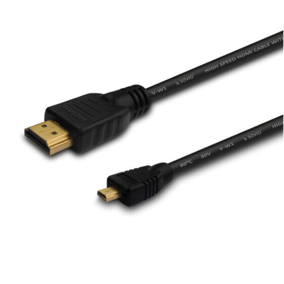 Savio CL-39 - 1 m - HDMI Type A (Standard) - HDMI Type D (Micro) - 4096 x 2160 pixels - Audio Return Channel (ARC) - Black