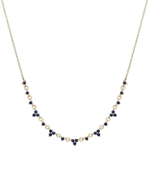 Macy's black Sapphire Mini Cluster 17" Collar Necklace (7/8 ct. t.w.) in 14k Gold-Plated Sterling Silver