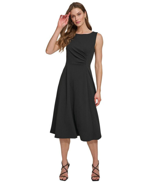 Women's Sleeveless Side-Ruched Midi Dress