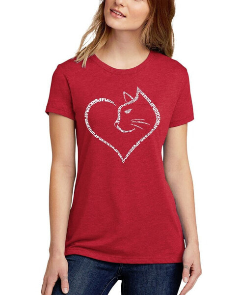 Women's Cat Heart Premium Blend Word Art Short Sleeve T-shirt