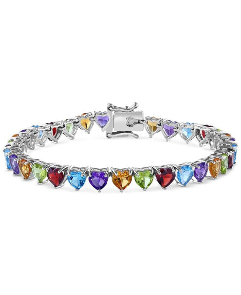 EFFY ® Multi-Gemstone Heart Tennis Bracelet (16 ct. t.w.) in Sterling Silver