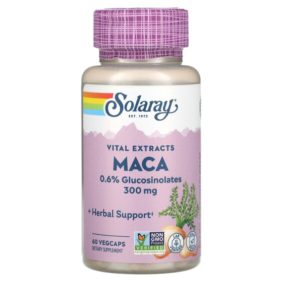 Суперфуды Solaray, Vital Extracts, Мака, 300 мг, 60 овощных капсул