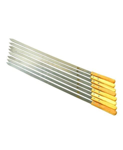 23 Inch Long 5/8 inch Wide 2mm Thin Stainless Steel BBQ Skewers, 8 Pieces
