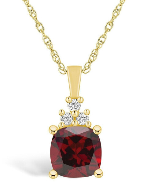 Garnet (2-3/4 Ct. T.W.) and Diamond (1/10 Ct. T.W.) Pendant Necklace in 14K Yellow Gold