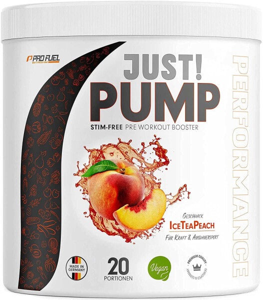 Pump Booster without Caffeine Ice Tea Peach 440 g - TUNNELBLICK® Pump Matrix with Citrulline, Arginine, Taurine, Tyrosine and Plant Extracts - High Dose Pre-Workout Booster Caffeine-Free - 100% Vegan