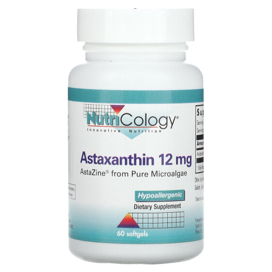 Антиоксидант Nutricology Astaxanthin, 12 мг, 60 капсул мягких
