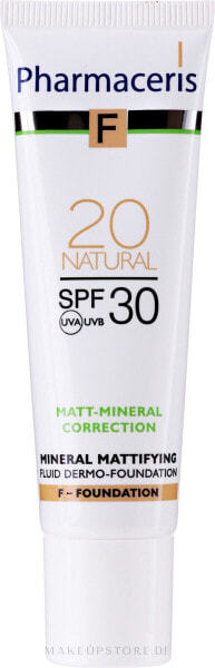 Getöntes mattierendes Gesichtsfluid SPF 30 - Pharmaceris F Mineral Mattifying Fluid Dermo-Foundation SPF 30 20 - Natural