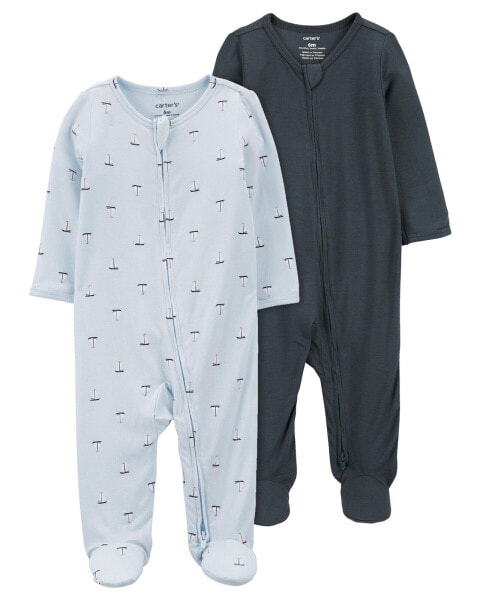 Baby 2-Pack Zip-Up PurelySoft Sleep & Play Pajamas 3M