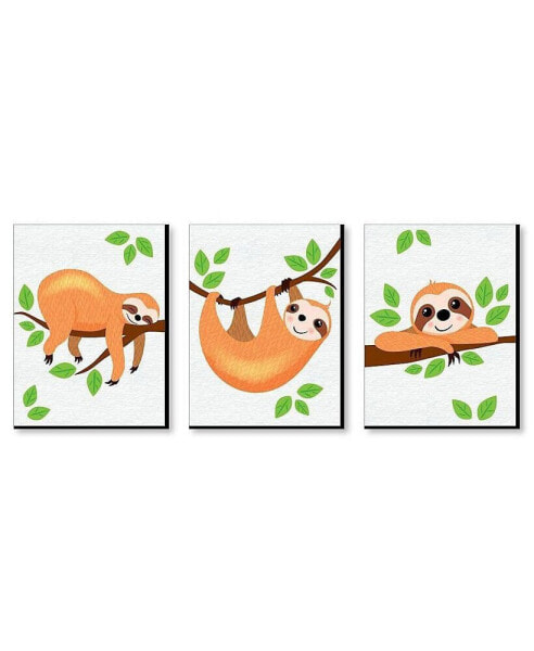 Let's Hang - Sloth - Wall Art Room Decor - 7.5 x 10 inches - Set of 3 Prints