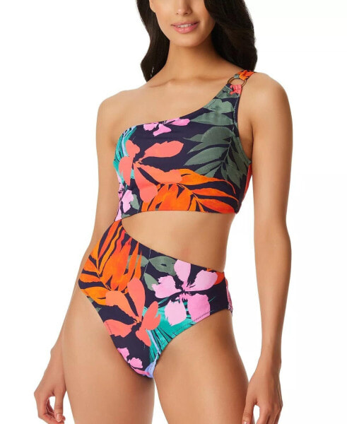 Jessica Simpson Women Island Paradise Cutout One-Piece Swimsuit Multi Size Small