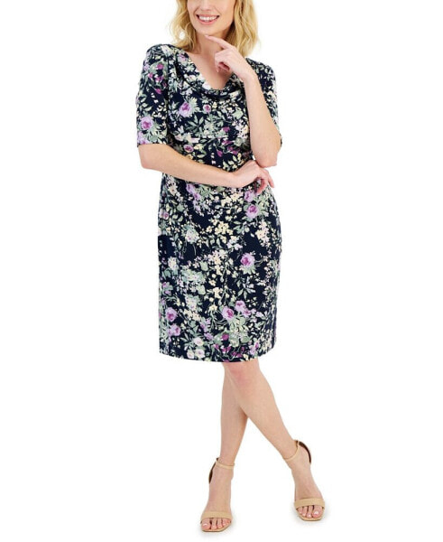 Petite Floral-Print Sheath Dress