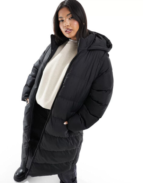 Yours 2 in 1 padded puffer jacket in black