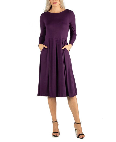 Women's Midi Length Fit and Flare Dress