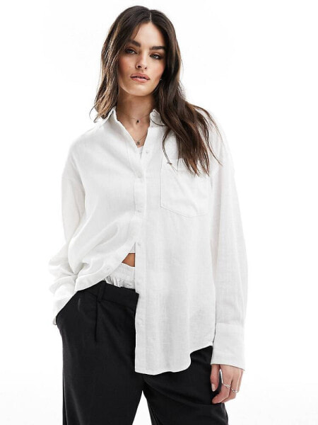 Tommy Jeans oversized linen shirt in white