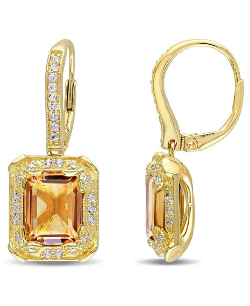 Citrine (6-1/5 ct. t.w.), White Topaz (1/3 ct. t.w) and Diamond (1/10 ct. t.w.) Drop Earrings in 18k Yellow Gold Over Sterling Silver