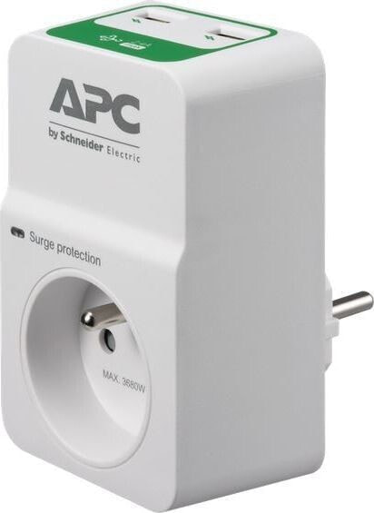 Listwa zasilająca APC Essential przeciwprzepięciowa 1 gniazdo 2xUSB biały (PM1WU2-FR)