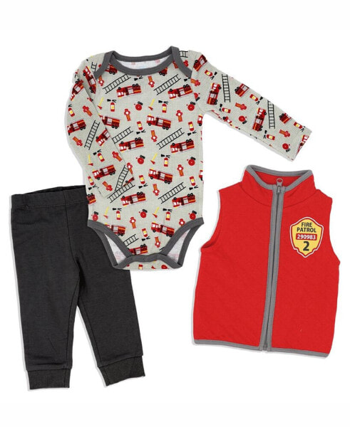 Baby Boys Bodysuit, Pants and Vest, 3 Piece Set