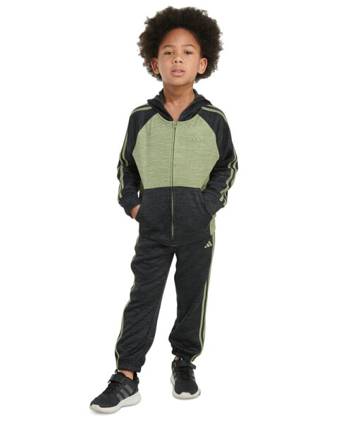 Little & Toddler Boys Mélange Hooded Jacket & Jogger Pants, 2 Piece Set