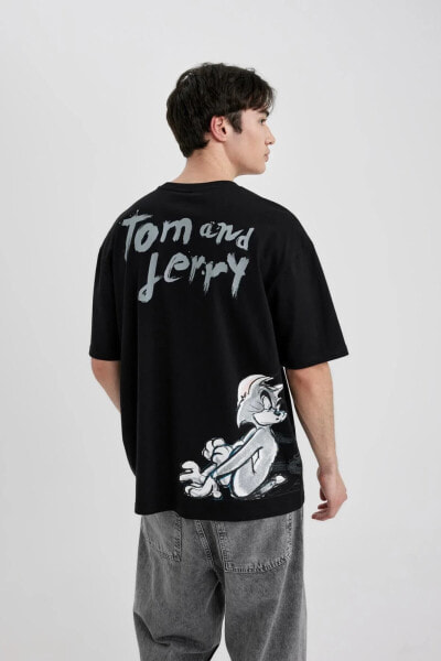 Tom & Jerry Oversize Fit Bisiklet Yaka Kısa Kollu Tişört C1527ax24sm