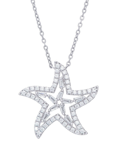 Macy's cubic Zirconia Star Necklace in Fine Silver Plate