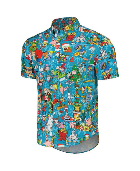 Men's and Women's Blue Nickelodeon Jolly Mashup KUNUFLEX Button-Down Shirt