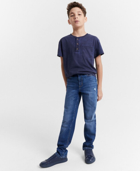 Big Boys Solid Washed Henley T-Shirt, Created for Macy's