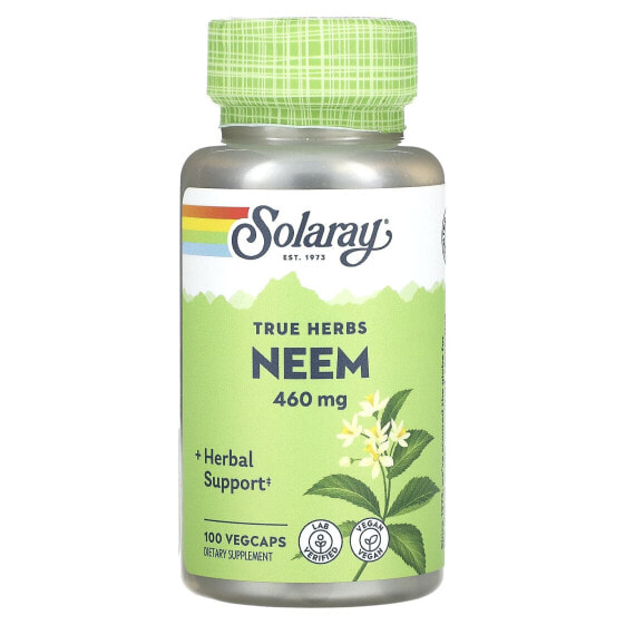 Травяные капсулы Solaray True Herbs Neem 460 мг, 100 шт.